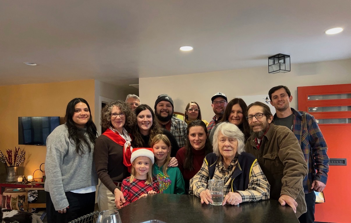 The Morris family gathered together