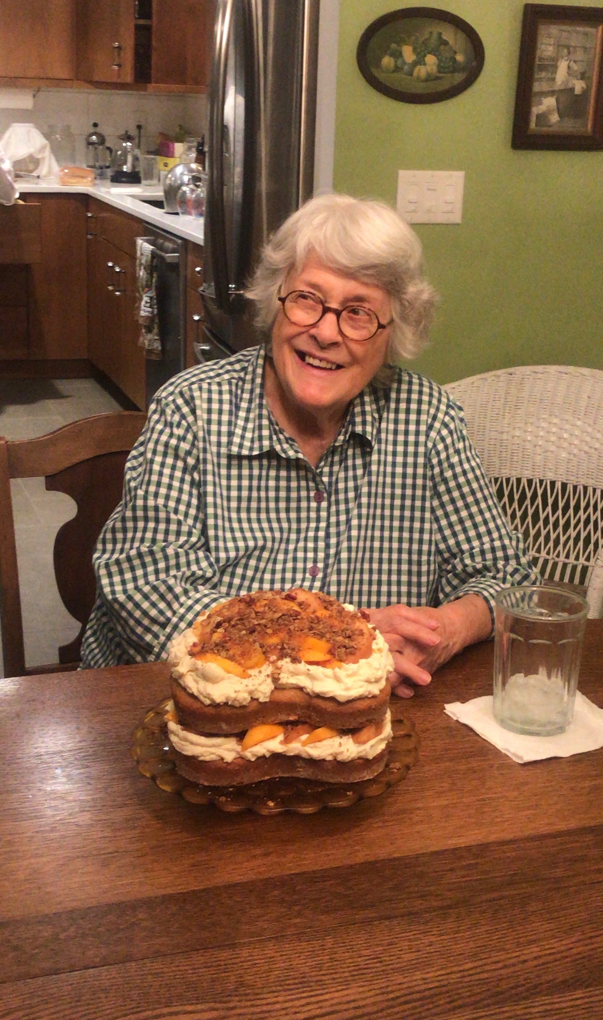 Mam smiling with her famous cake
